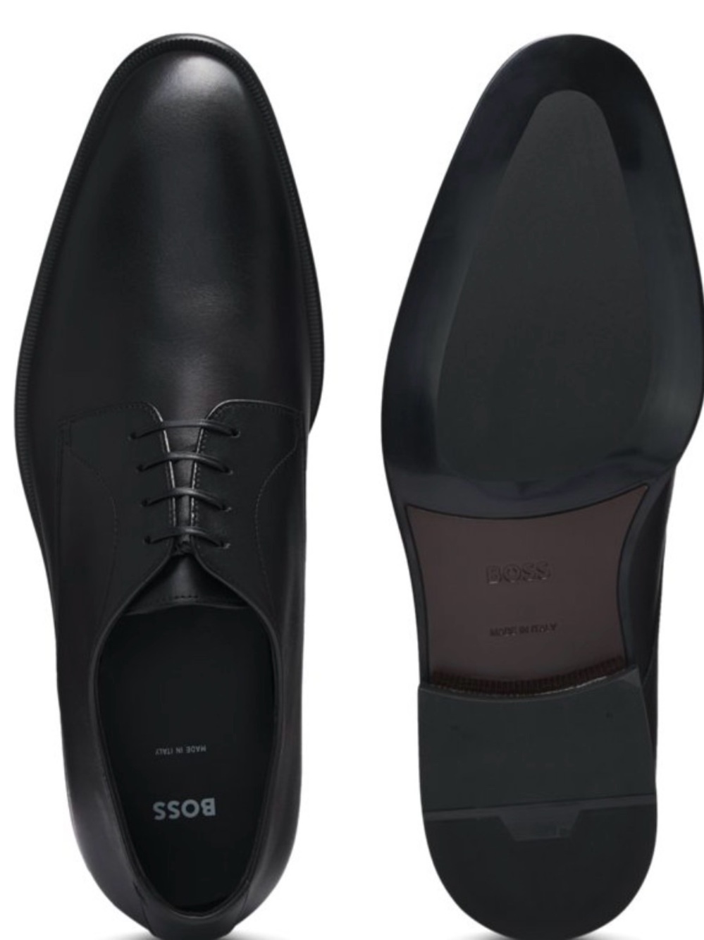 Boss Black Leather Lace-Up Oxford Dress Shoes